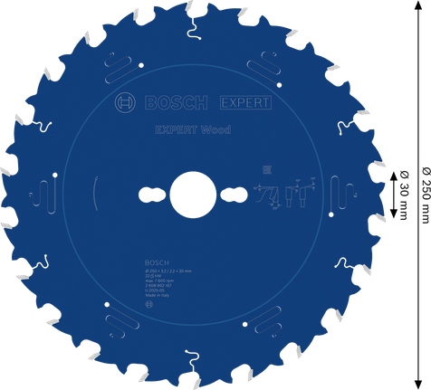 Bosch EXPERT Wood -pyörösahanterä 250 mm tarkkaan puun sahaamiseen.