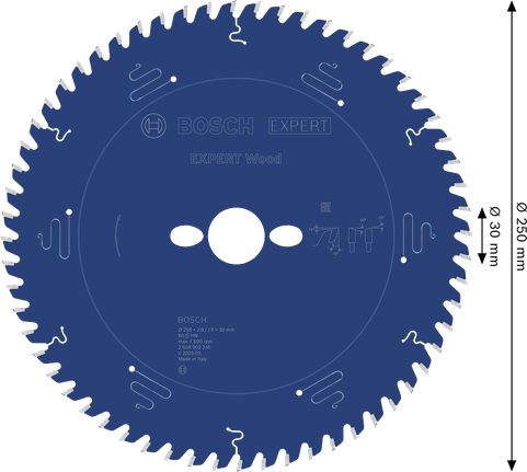 Bosch EXPERT Wood -pyörösahanterä 250 mm puun sahaamiseen.