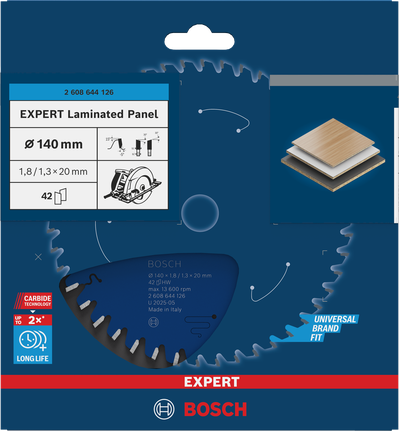 Bosch EXPERT laminoitujen levyjen pyörösahanterä 140 mm T42.