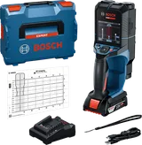 Bosch D-tect 18V-200 -seinäskanneri kotelolla ja laturilla.