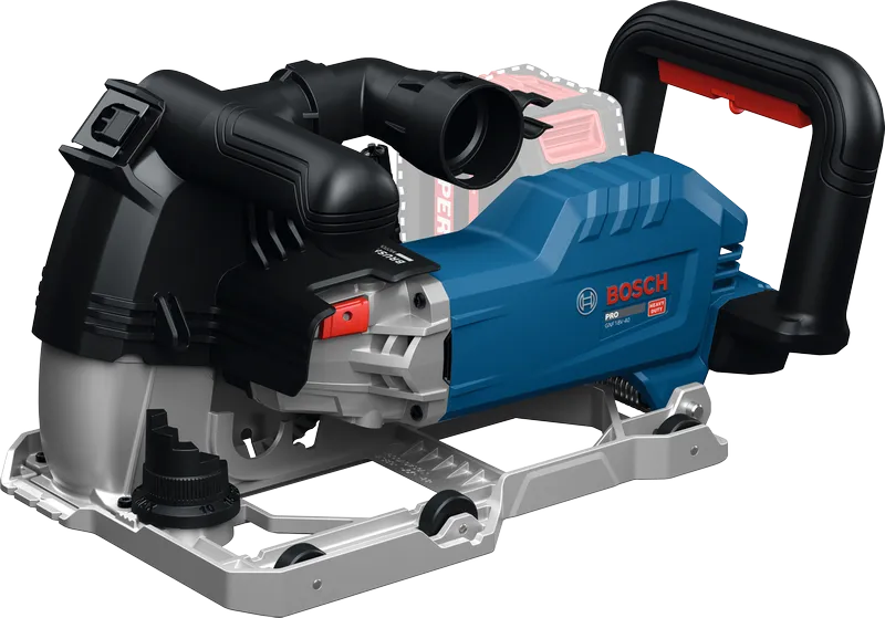 Bosch GNF18V-40 -seinäjyrsin pölynimulla.
