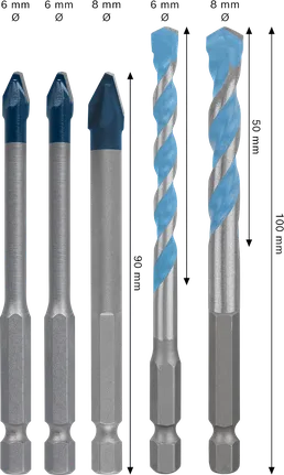 Bosch EXPERT HEX-9 -poranteräsarja kovakeraamisille ja monikäyttöisille porakruunuille.