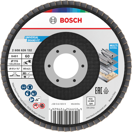 Bosch X451 -lamellihiontalaikka 115 mm G60 useille materiaaleille.