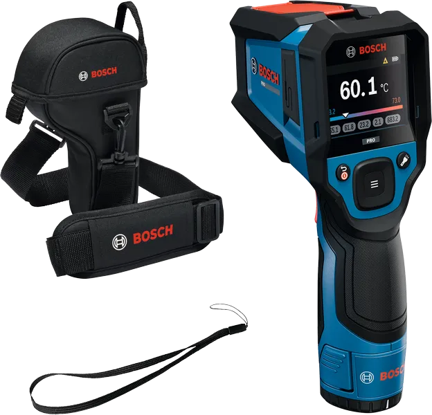 Bosch GIS 800 -lämpöilmaisin kantolaukussa.