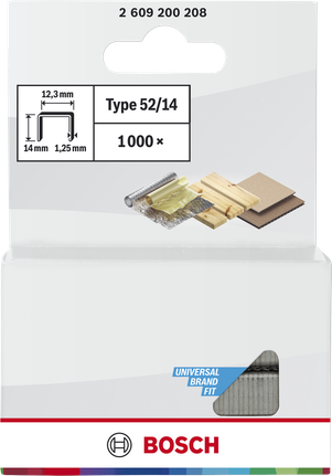 Bosch tyypin 52/14 litteät 14 mm:n niitit yleiskäyttöön.