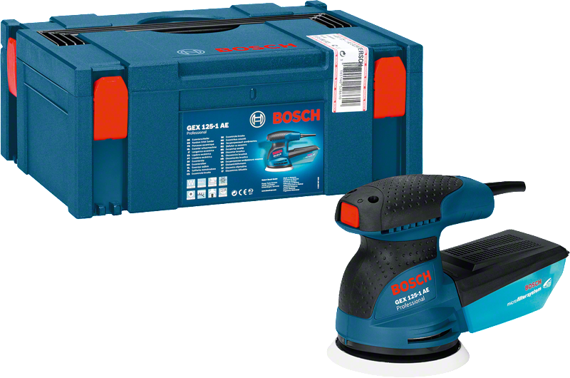 Bosch GEX 125-1 AE epäkeskohiomakone kotelossa.