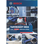 Bosch Professional -työkalukuvasto, jossa on työkaluja ja materiaaleja työskentelyssä.