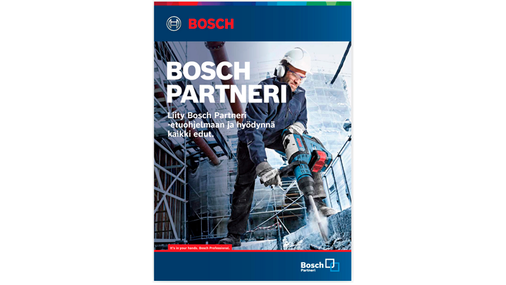Mies käyttää Bosch Professional -työkalua rakennustyömaalla.