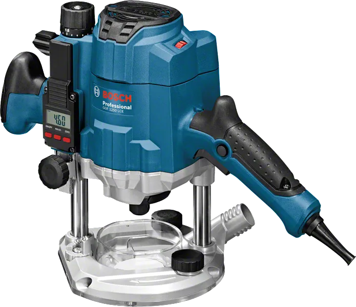 Défonceuse Bosch GOF 1250 LCE avec affichage de profondeur.