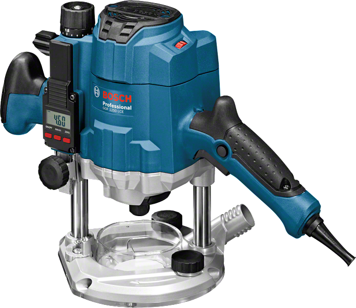 Défonceuse Bosch GOF 1250 LCE avec affichage de profondeur.