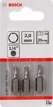 Lot de trois embouts de tournevis hexagonaux Bosch de 2 mm.