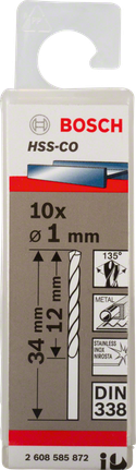 Foret métal HSS Cobalt meulé D. 9 mm L. 125 mm pour inox - 804.090.01 -  Leman