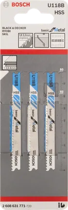 Lames de scie sauteuse Bosch U 118 B, lot de 3.