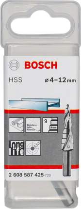 Foret étagé Bosch HSS 4–12 mm.