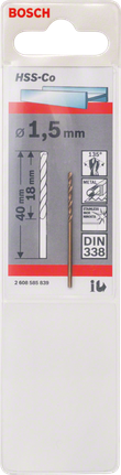 Foret métal HSS Cobalt meulé D. 9 mm L. 125 mm pour inox - 804.090.01 -  Leman