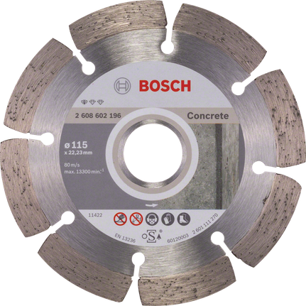 Disque à tronçonner diamanté Bosch Standard pour béton 115 mm.
