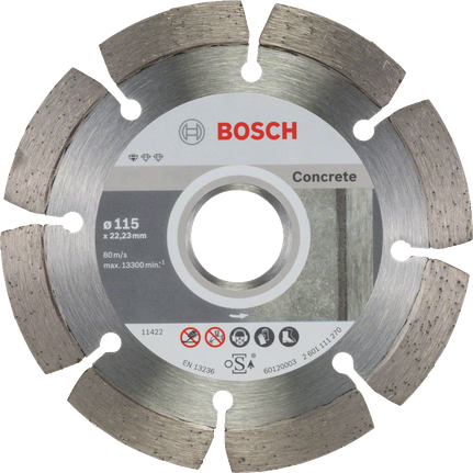 Disque à tronçonner diamanté Bosch Standard pour béton 115 mm.