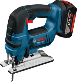 Scie sauteuse sans fil Bosch GST 18V-LI avec poignée ergonomique.