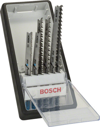 Jeu de 6 lames de scie sauteuse Bosch Robust Line pour bois et métal.