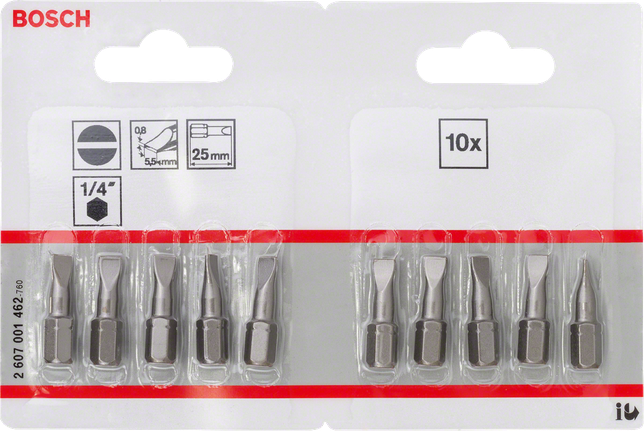 10 embouts de tournevis à fente extra durs de 5,5 mm Bosch.