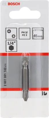 Embout de tournevis double Bosch PH2 PZ2 45 mm.