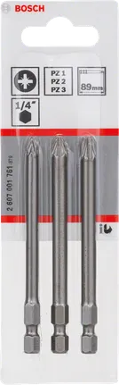 Jeu d'embouts de tournevis Bosch PZ 89 mm pour vis Pozidriv.