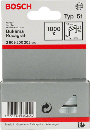 Agrafes Type 51 agrafeuse Bukama Rocagraf largeur 10mm