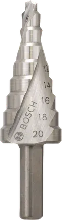 Foret étagé Bosch HSS, gamme de diamètres 4-20 mm.