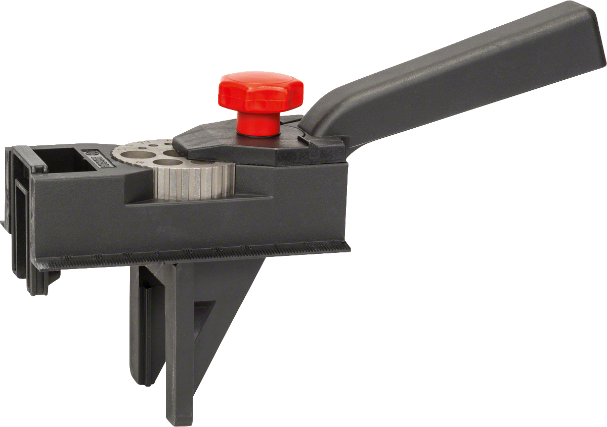 Guide de perçage pour chevilles Bosch avec poignée réglable.