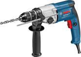 Perceuse Bosch GBM 13-2 RE avec poignée latérale et jauge de profondeur.