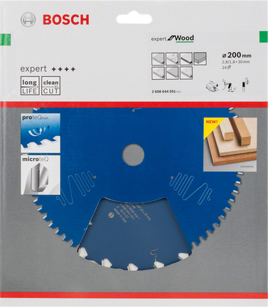 Lame de scie circulaire Bosch Expert pour bois 200 mm pour des coupes nettes.