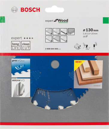 Lame de scie circulaire Bosch Expert pour bois 130 mm pour des coupes nettes.
