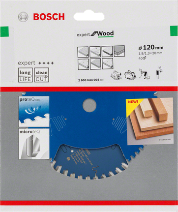 Lame de scie circulaire Bosch Expert pour bois 120 mm pour des coupes de bois nettes.
