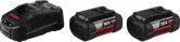 Kit de démarrage de batterie Bosch 36V avec chargeur et deux batteries.