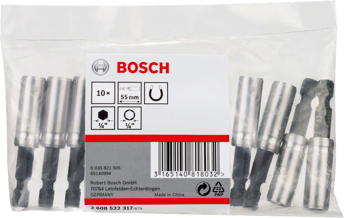 Bosch 2.608.522.317 Porte Embout de Vissage Aimanté Entraînement Hexagonal  1/4 Longueur 55 mm ø 10 mm