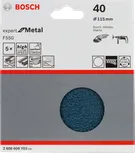 Paquet de 5 feuilles abrasives Bosch F550, grain 40, 115 mm.