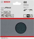 Papier abrasif Bosch F550, paquet de 5 pour métal, grain 60.