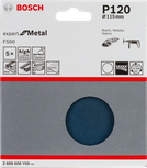 Papier abrasif Bosch F550, lot de 5 pour métal, 115 mm P120.