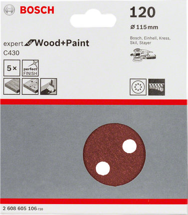 Feuilles abrasives Bosch C430 115 mm grain 120 paquet de 5.