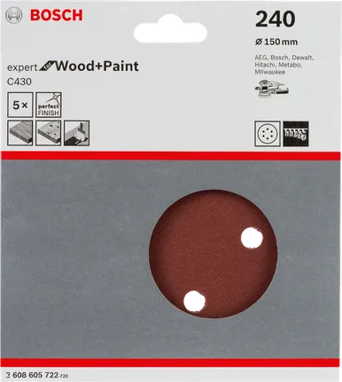 Feuille abrasive Bosch C430 grain 240 paquet de 150 mm.