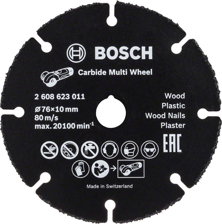 Disque à tronçonner Bosch Carbide Multi Wheel 76 mm pour bois et plastique.
