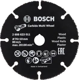 Disque à tronçonner Bosch Carbide Multi Wheel 76 mm pour bois et plastique.