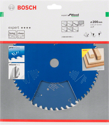 Lame de scie circulaire Bosch Expert pour bois 200 mm pour des coupes de bois nettes.