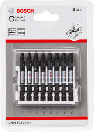 Pack de 8 embouts de tournevis Bosch Impact Control.