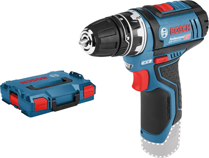 Perceuse Bosch GSR 12V-15 FC avec mallette de transport.