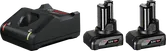 Kit de démarrage Bosch 12V avec chargeur et deux batteries.