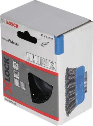 Bosch Professional 2608620729 Brosse Boisseau Torsadée  Clean for Inox pour linox, X-LOCK, inoxydable, Ø 75 mm, Épaisseur de fil de 0,5 mm, pour Ø 125 mm 
