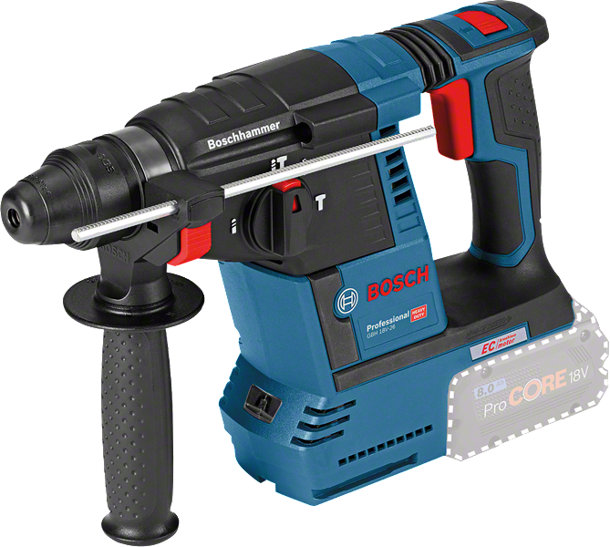 Marteau perforateur Bosch GBH 18V-26 avec poignée latérale.
