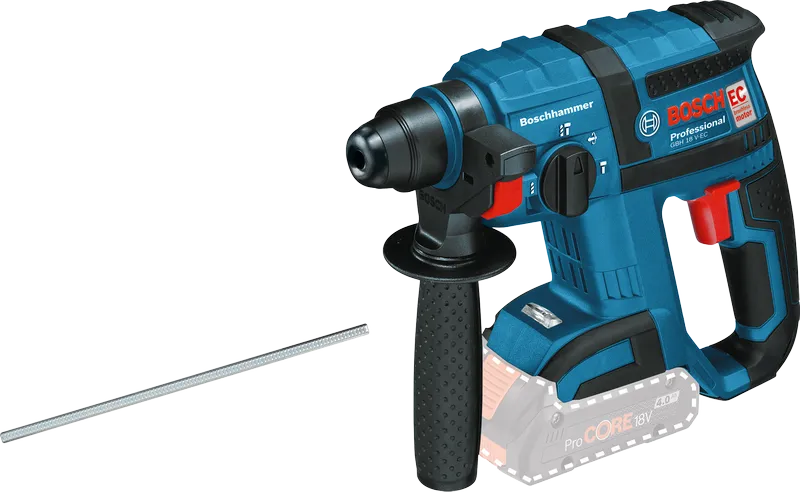 Marteau perforateur Bosch GBH 18V-EC avec poignée latérale.