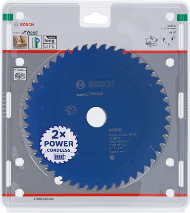 Lame de scie circulaire Bosch Expert pour bois, compatible avec les scies sans fil.